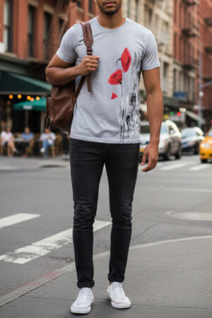 T-Shirt Grigia "Urban Petals"