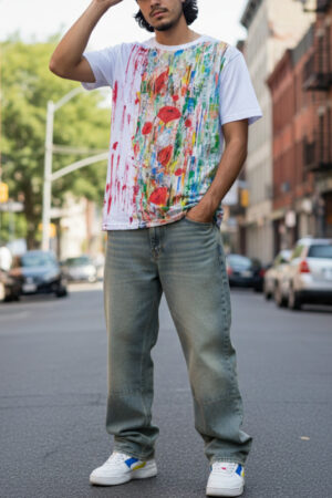 T-Shirt Bianca "Multicolor Expression"