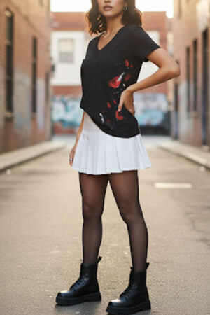 T-Shirt V-Neck "Shadow Poppy Side"