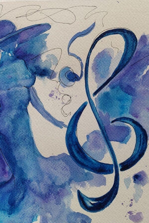 Acquerello "Note nel blu"