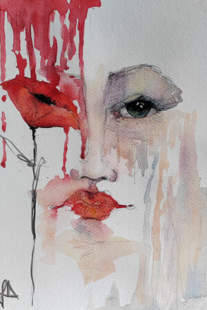 Acquerello "Anima in rosso"