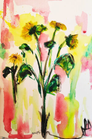 Acquerello "Macchie di girasoli"